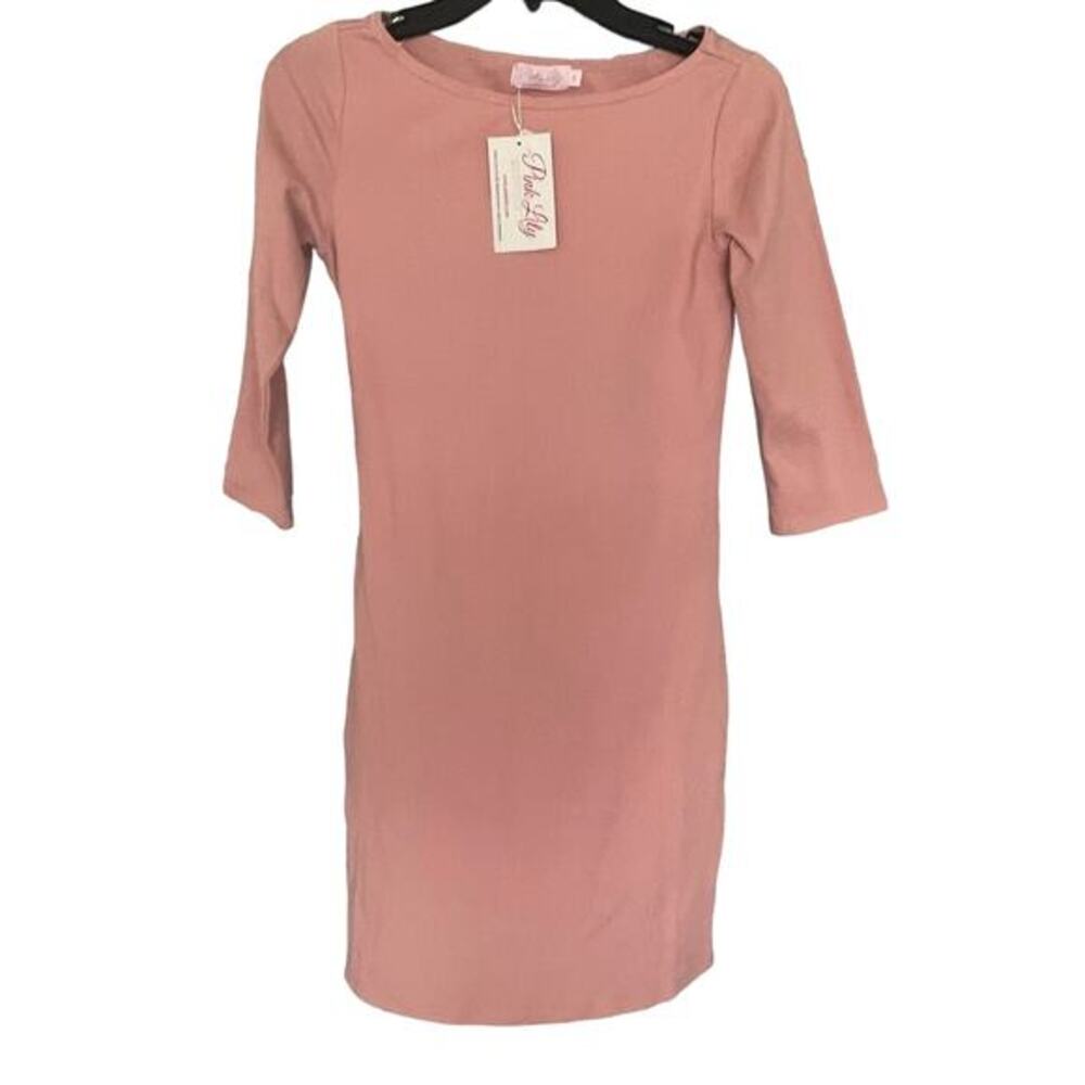 Pink Lily pale pink knit Bodycon NWT S